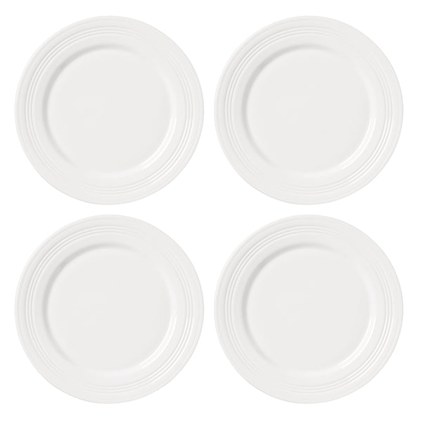 Lenox Tin Can Alley White Porcelain Embossed Dinner Plates Artisan Textured Set of 4 897286