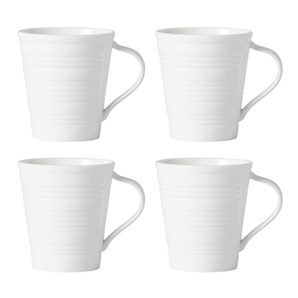 Lenox Tin Can Alley Embossed Porcelain Mugs Set of 4 Industrial Textured White Kitchen 897287