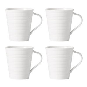 Lenox Tin Can Alley Embossed Porcelain Mugs Set of 4 Industrial Textured White Kitchen 897287