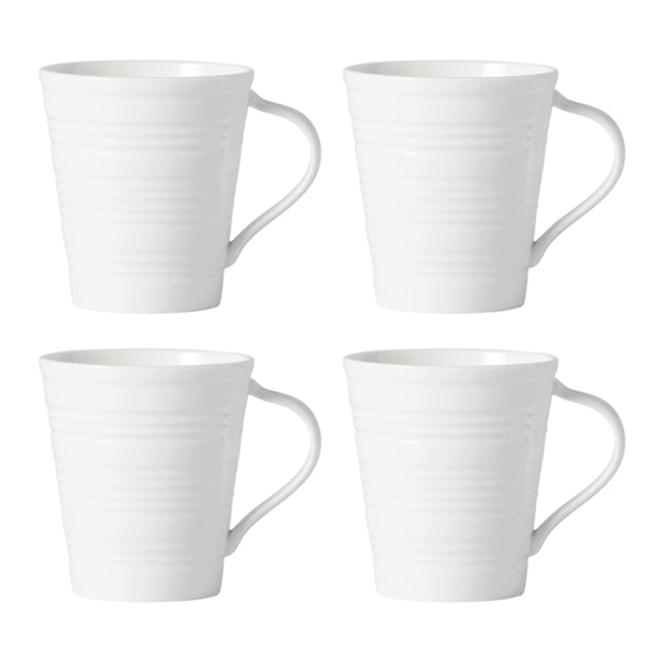 Lenox Tin Can Alley Embossed Porcelain Mugs Set of 4 Industrial Textured White Kitchen 897287