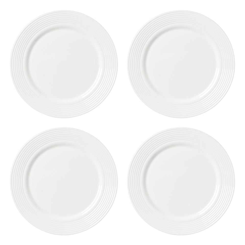 Lenox Tin Can Alley White Porcelain Accent Plates Embossed Corrugated Rings Set of 4 897288