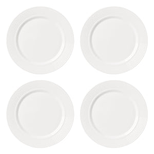 Lenox Tin Can Alley White Porcelain Accent Plates Embossed Corrugated Rings Set of 4 897288