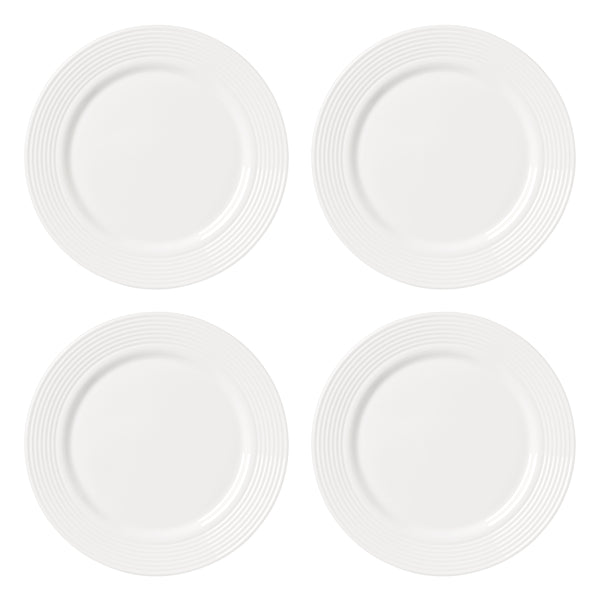 Lenox Tin Can Alley White Porcelain Accent Plates Embossed Corrugated Rings Set of 4 897288