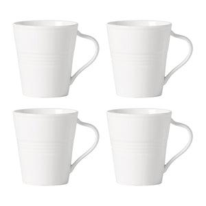 Lenox Tin Can Alley White Porcelain Mugs Set of 4 with Embossed Corrugated Texture 897290