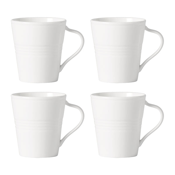 Lenox Tin Can Alley White Porcelain Mugs Set of 4 with Embossed Corrugated Texture 897290