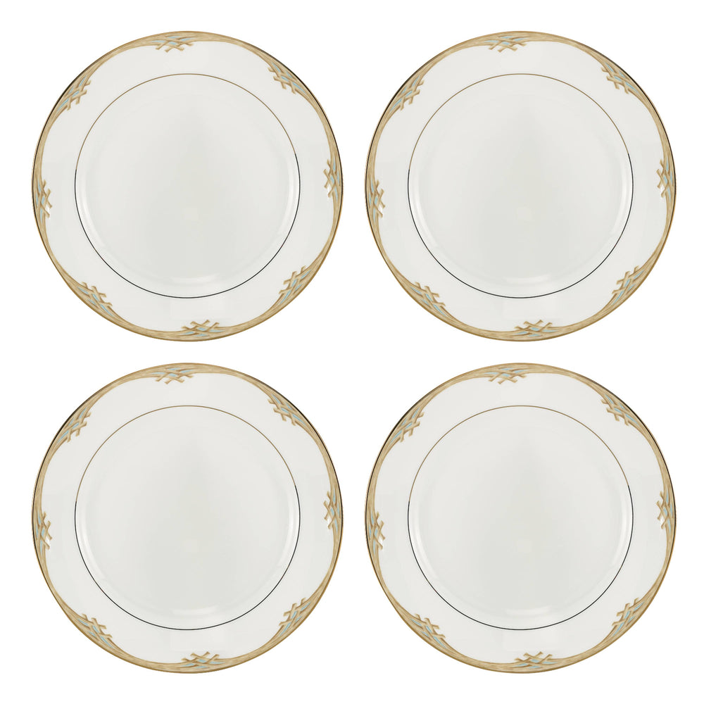 Lenox British Colonial Porcelain Dinner Plates Bamboo Motif Gold Trim Set of 4 897297