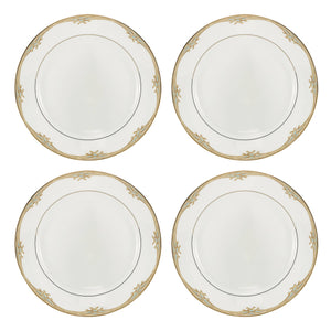 Lenox British Colonial Porcelain Dinner Plates Bamboo Motif Gold Trim Set of 4 897297