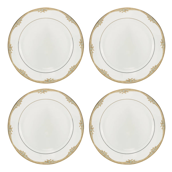Lenox British Colonial Porcelain Dinner Plates Bamboo Motif Gold Trim Set of 4 897297