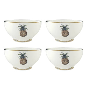 Lenox British Colonial Bamboo Porcelain Rice Bowls Gold Motif Dishwasher Safe Set 897300