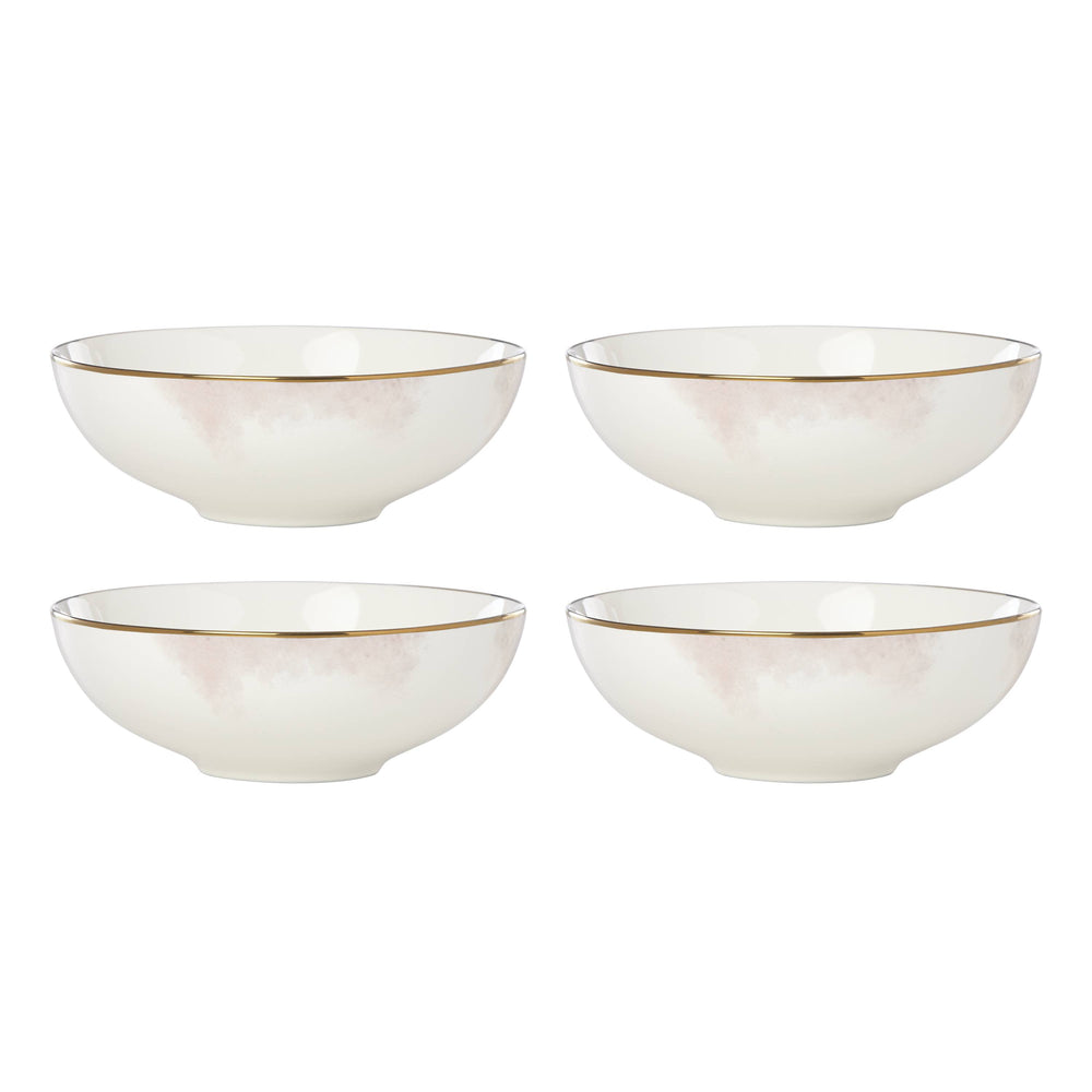 Lenox Trianna Ceramic Porcelain Bowls Set of 4 Watercolor Blush Gold Accent Dinnerware 897302