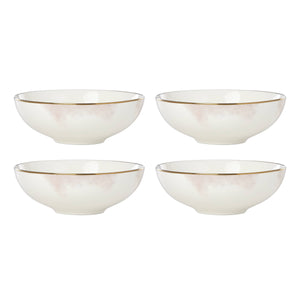 Lenox Trianna Ceramic Porcelain Bowls Set of 4 Watercolor Blush Gold Accent Dinnerware 897302