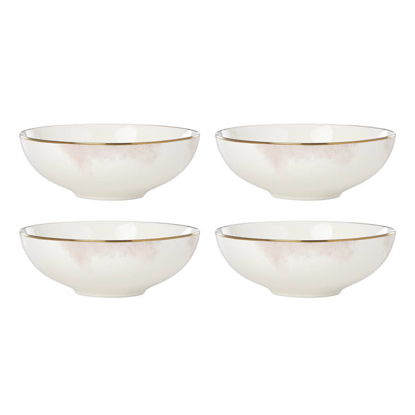 Lenox Trianna Ceramic Porcelain Bowls Set of 4 Watercolor Blush Gold Accent Dinnerware 897302