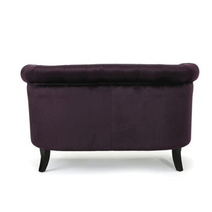 English Elm Christopher Knight Home® - LOVESEAT Chesterfield Velvet Loveseat with Deep Button Tufting, Scrolled Arms & Nailhead Trim for Elegant Comfort Purple 61203.00NVLTBBR