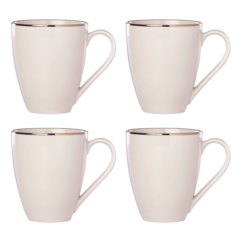 Lenox Trianna Blush Porcelain Mug Set of Four with Gold Trim Glam Glaze Finish 897311