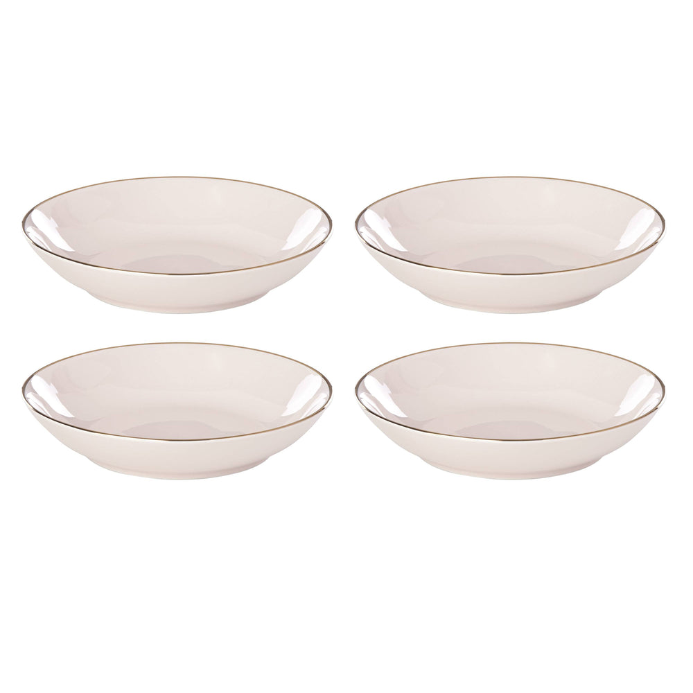 Lenox Trianna Blush Porcelain Pasta Bowls with Gold Rim Accent Glam Dining Set of 4 897312