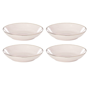 Lenox Trianna Blush Porcelain Pasta Bowls with Gold Rim Accent Glam Dining Set of 4 897312