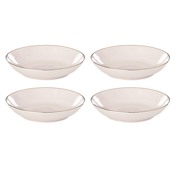 Lenox Trianna Blush Porcelain Pasta Bowls with Gold Rim Accent Glam Dining Set of 4 897312