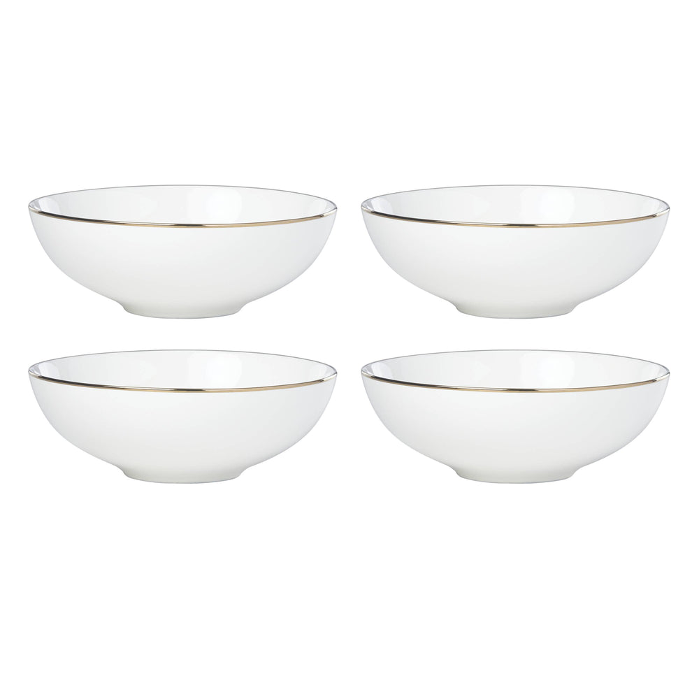 Lenox Trianna Matte White Porcelain Bowls with Gold Rim Accent Microwave Safe Set of 4 897314