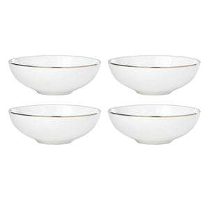Lenox Trianna Matte White Porcelain Bowls with Gold Rim Accent Microwave Safe Set of 4 897314