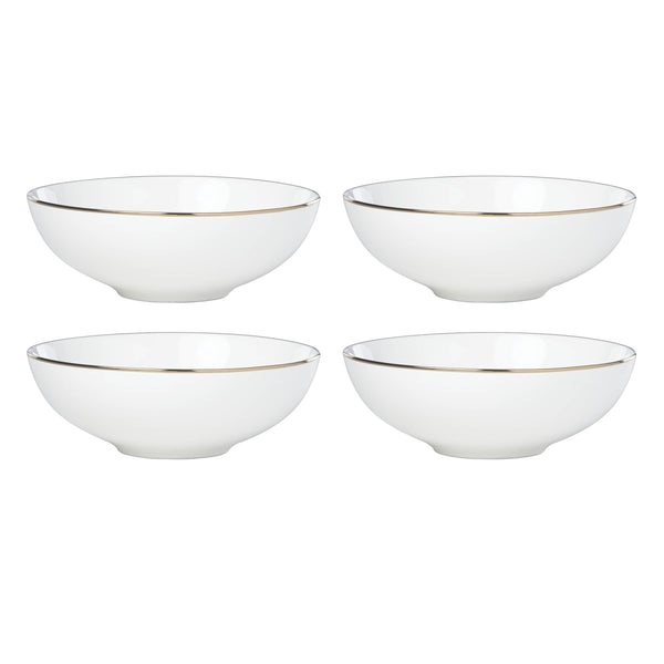 Lenox Trianna Matte White Porcelain Bowls with Gold Rim Accent Microwave Safe Set of 4 897314
