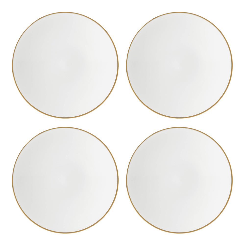 Lenox Trianna Porcelain Coupe Salad Plates Gold Rim Ceramic Dining Set of Four 897315