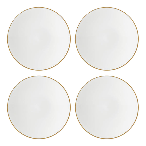 Lenox Trianna Porcelain Coupe Salad Plates Gold Rim Ceramic Dining Set of Four 897315