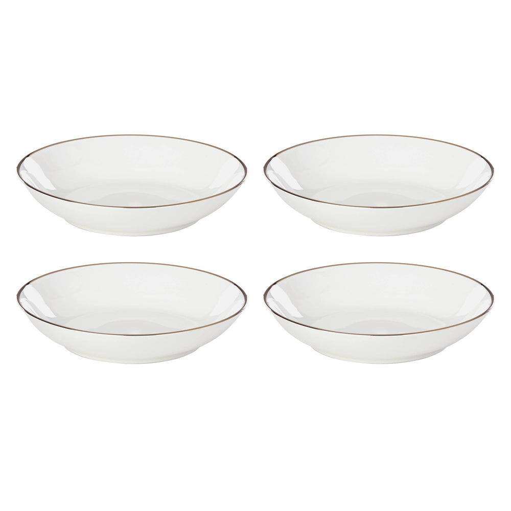 Lenox Trianna Matte Porcelain Pasta Bowls with Gold Rim Accent Set of 4 Dishwasher Safe 897318