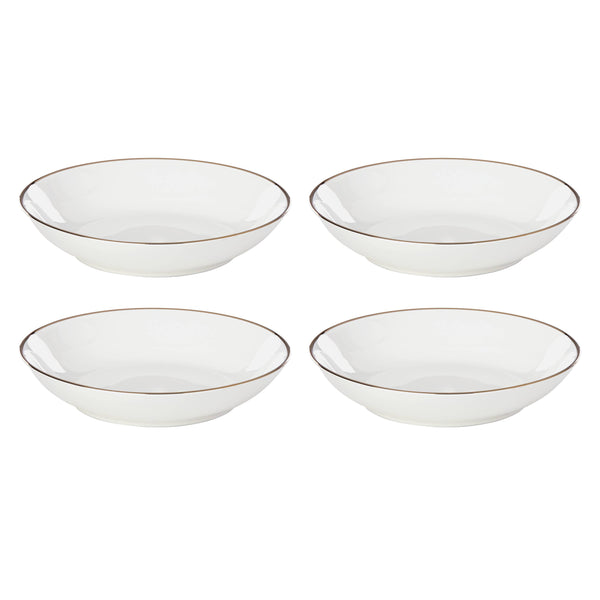 Lenox Trianna Matte Porcelain Pasta Bowls with Gold Rim Accent Set of 4 Dishwasher Safe 897318
