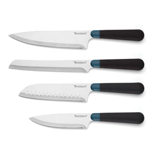 Lenox Keen Stainless Steel Kitchen Knife Block Set with Full Tang Blades for Modern Cooks Black Marble 897344