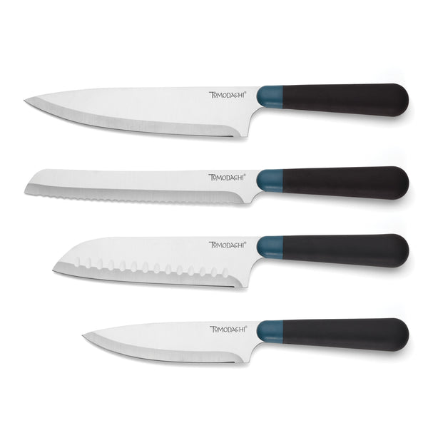 Lenox Keen Stainless Steel Kitchen Knife Block Set with Full Tang Blades for Modern Cooks Black Marble 897344