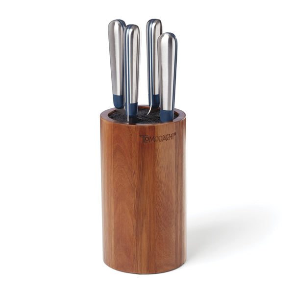 Lenox Keen Stainless Steel Kitchen Knife Block Set with Full Tang Blades for Modern Cooks Acacia 897546