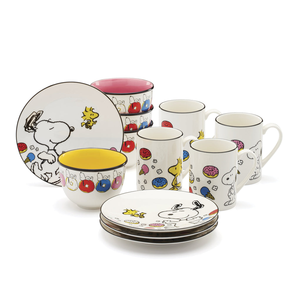 Lenox Chef Snoopy Peanuts 12 Piece Porcelain Dessert Set with Whimsical Kitchen Art 897573