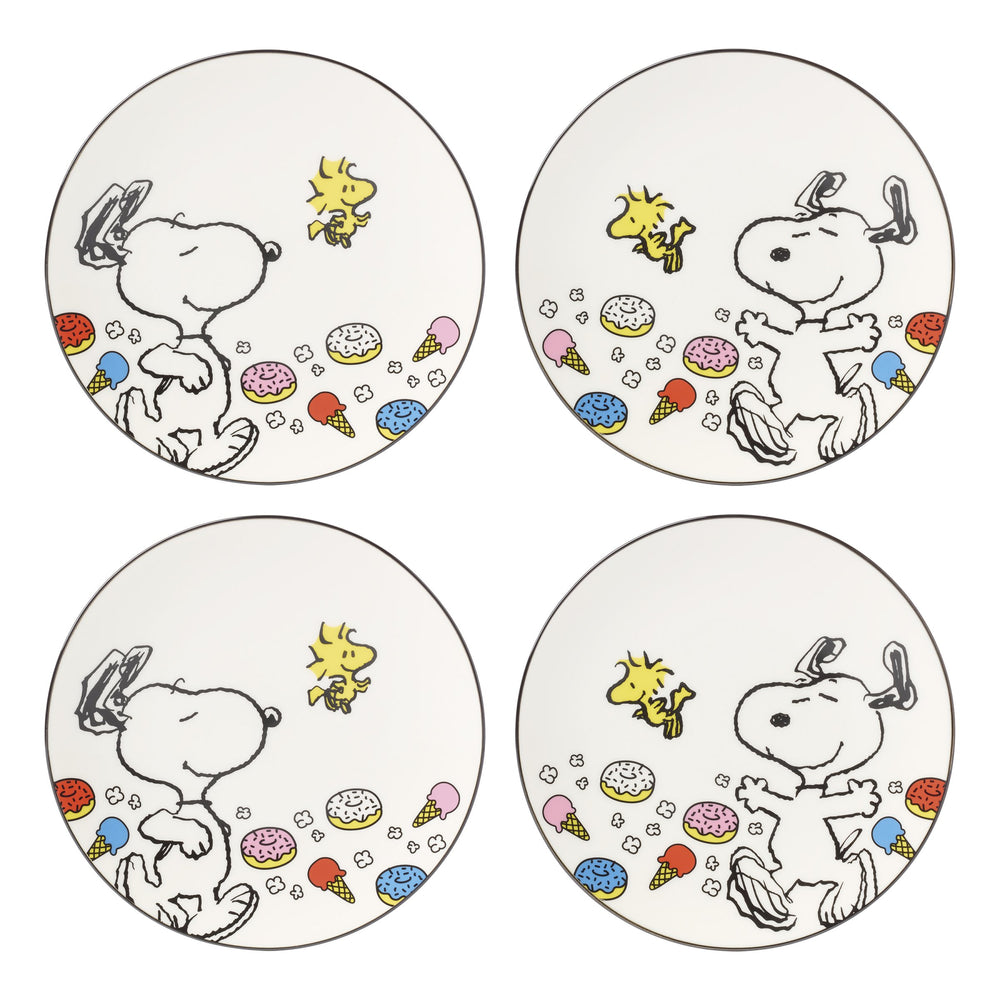 Lenox Chef Snoopy Peanuts Porcelain Accent Plate Set Culinary Art Dishwasher Safe 4 Piece 897574