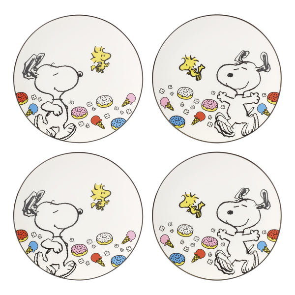 Lenox Chef Snoopy Peanuts Porcelain Accent Plate Set Culinary Art Dishwasher Safe 4 Piece 897574