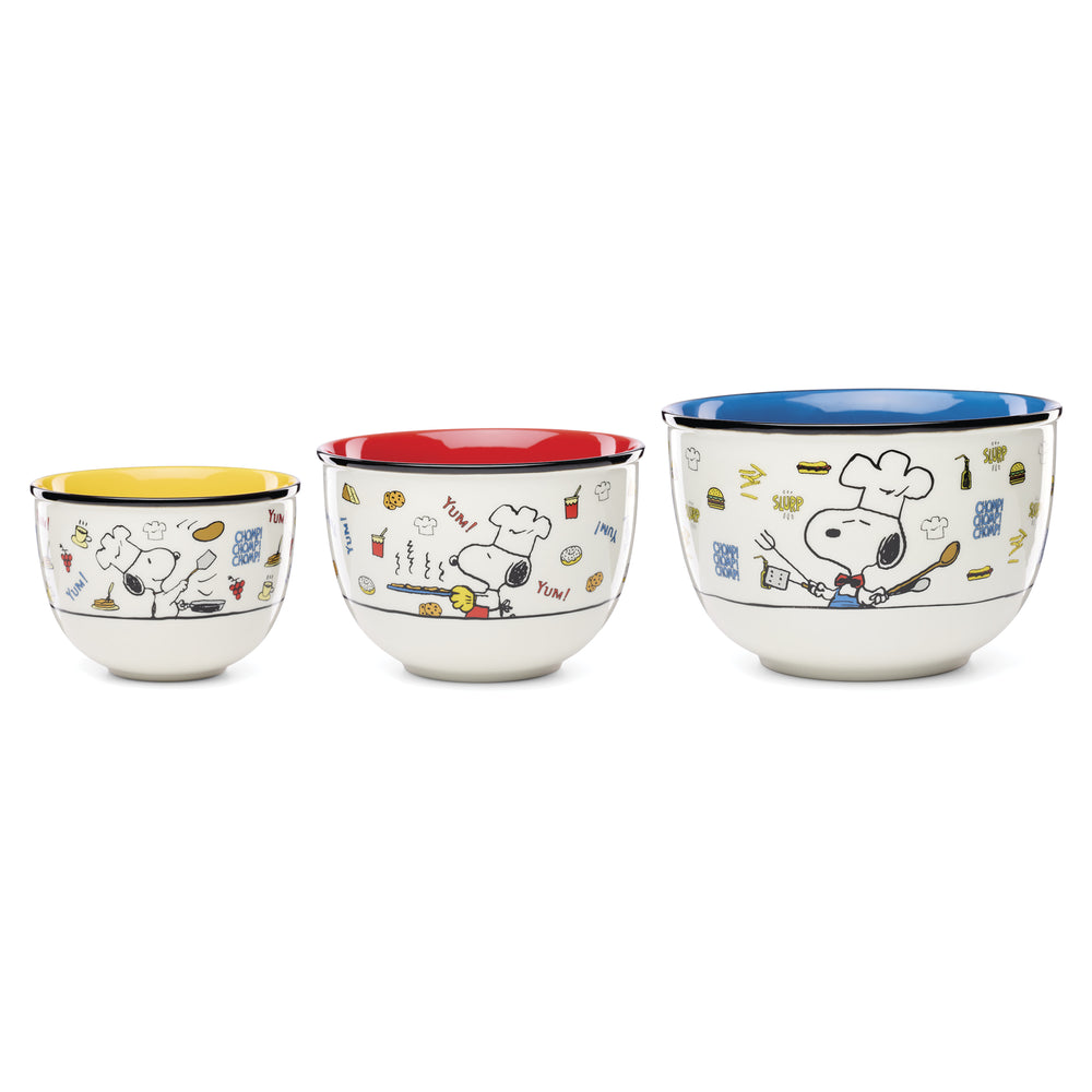 Lenox Chef Snoopy Peanuts 3 Piece Porcelain Bowl Set Dishwasher Safe Novelty Kitchen 897579