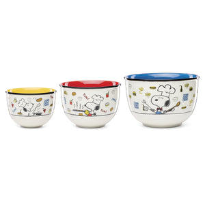 Lenox Chef Snoopy Peanuts 3 Piece Porcelain Bowl Set Dishwasher Safe Novelty Kitchen 897579