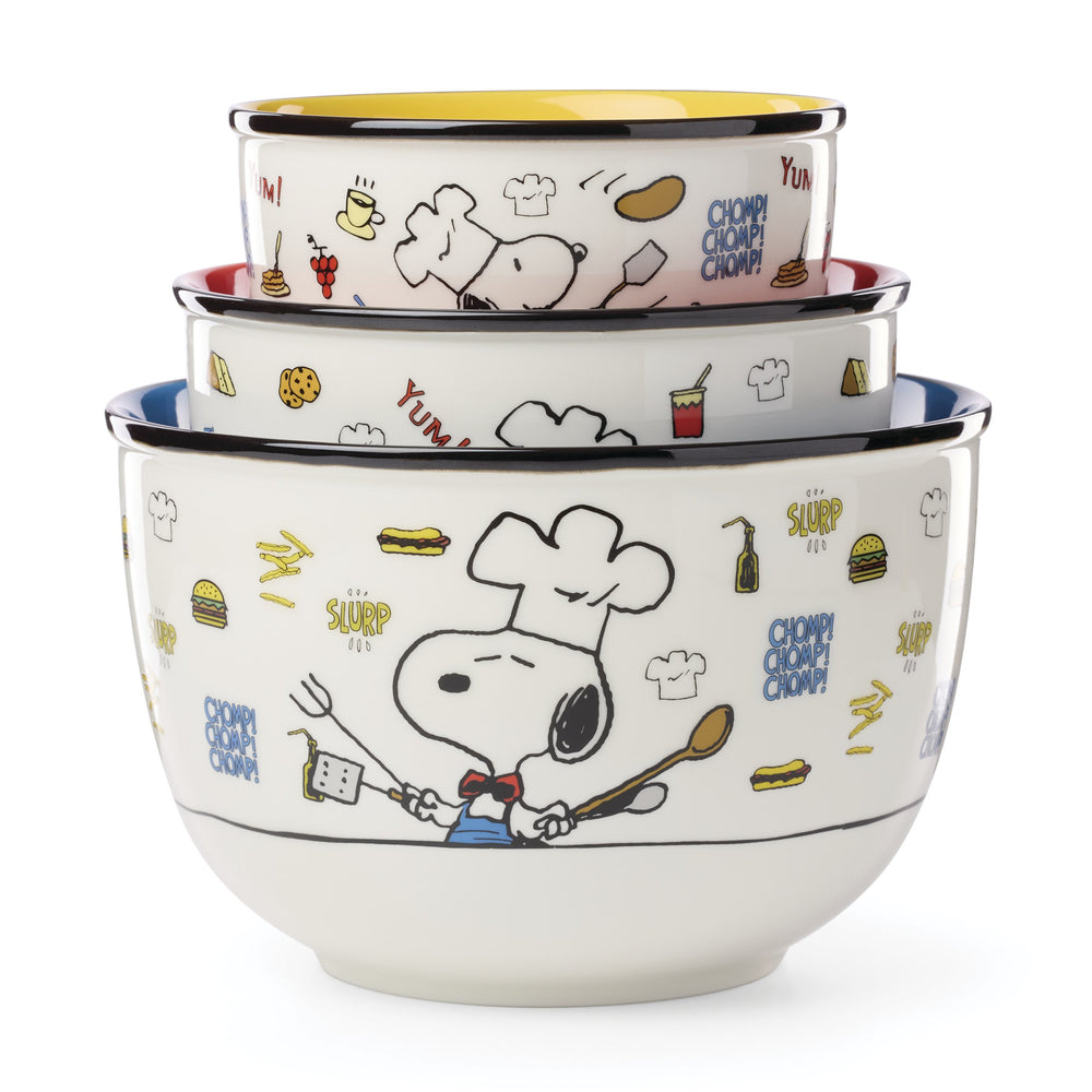 Lenox Chef Snoopy Peanuts 3 Piece Porcelain Bowl Set Dishwasher Safe Novelty Kitchen 897579