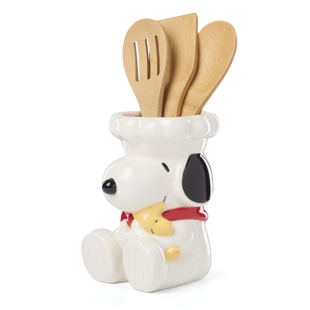 Lenox Chef Snoopy Peanuts Porcelain Utensil Crock Set Woodstock Kitchen Counter Accent 897681
