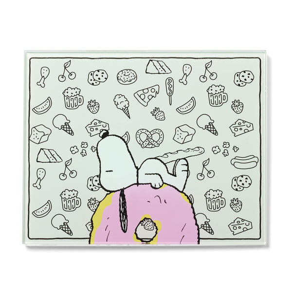 Lenox Chef Snoopy Glass Prep Board Peanuts Kitchen Cutting Surface Woodstock Fun 897683