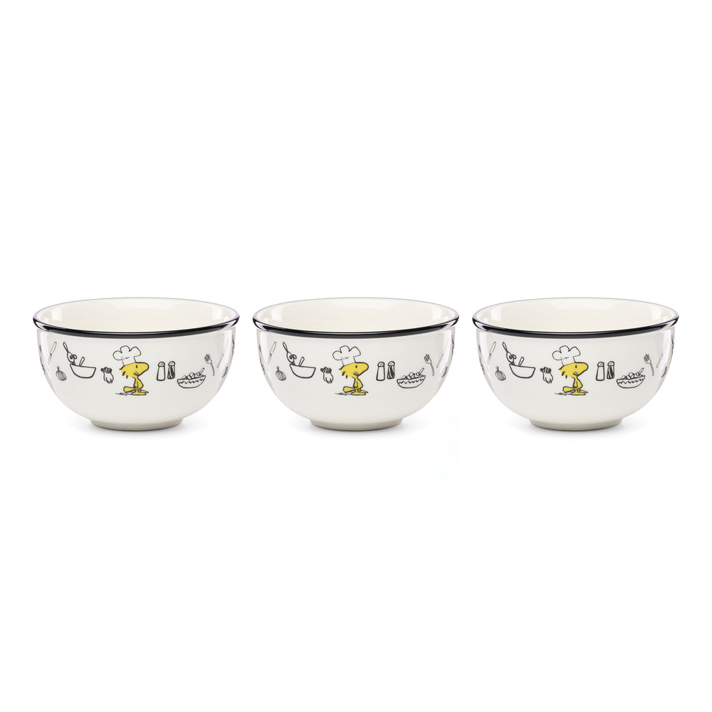 Lenox Chef Snoopy Porcelain Bowl Set Whimsical Peanuts Kitchen Dining Decor Dishwasher Safe Mini Bowls, Set of 3 897684