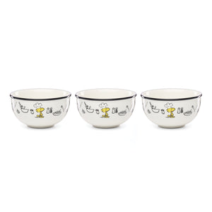 Lenox Chef Snoopy Porcelain Bowl Set Whimsical Peanuts Kitchen Dining Decor Dishwasher Safe Mini Bowls, Set of 3 897684