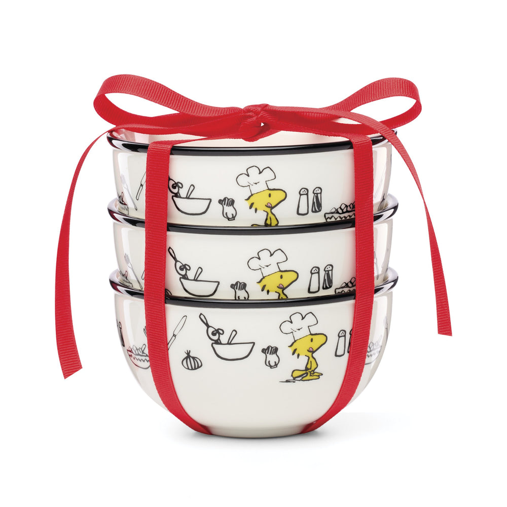 Lenox Chef Snoopy Porcelain Bowl Set Whimsical Peanuts Kitchen Dining Decor Dishwasher Safe Mini Bowls, Set of 3 897684
