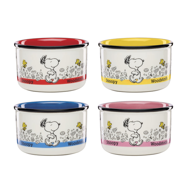 Lenox Chef Snoopy Porcelain Bowl Set Whimsical Peanuts Kitchen Dining Decor Dishwasher Safe Snack Bowls, Set of 4 897685
