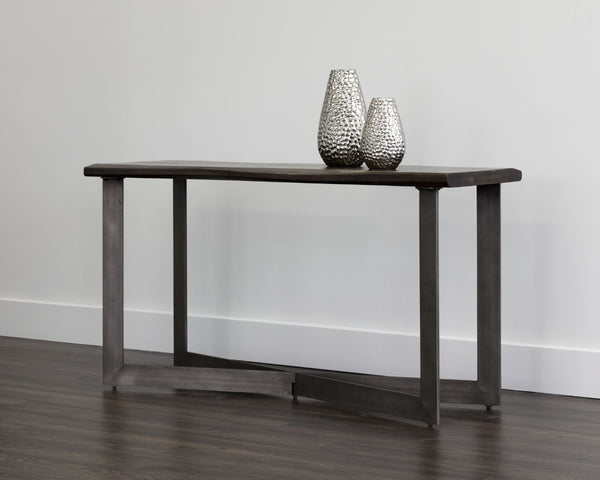 Sunpan MARLEY Console Table - Rustic Acacia Top with Industrial Steel Base for Entryways & Living Spaces 102271