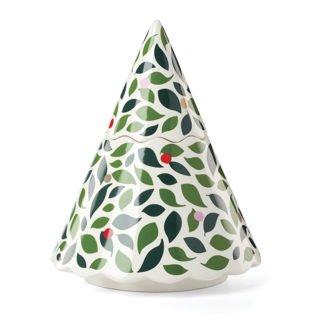 Lenox Evergreen Porcelain Treat Jar with 24k Gold Holly Decals for Festive Holiday Tables 897701