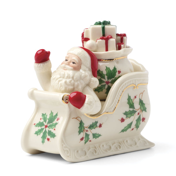 Lenox Holiday Santa Figural Salt Pepper Set Fine Porcelain with Gold Accents Festive Table 897754