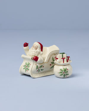 Lenox Holiday Santa Figural Salt Pepper Set Fine Porcelain with Gold Accents Festive Table 897754