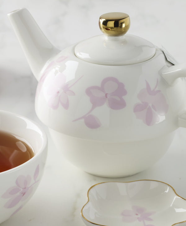 Lenox Spring Pansies Kate Spade Porcelain Tea for One Set with Floral Bag Holder 897764