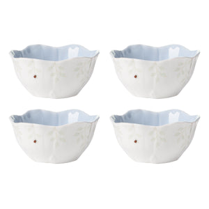 Lenox Butterfly Meadow Glazed Porcelain Dessert Bowls with Botanical Floral Design for Elegant Dining Blue 897767