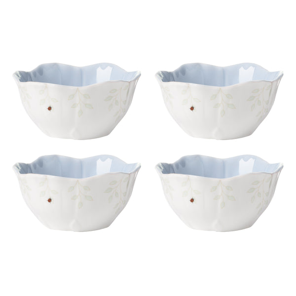 Lenox Butterfly Meadow Glazed Porcelain Dessert Bowls with Botanical Floral Design for Elegant Dining Blue 897767